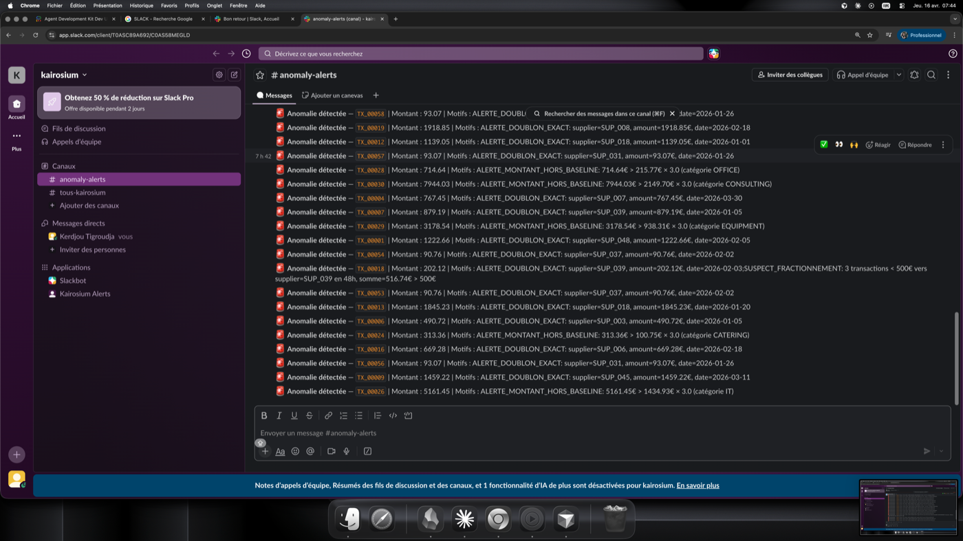 Notifications Slack #anomaly-alerts